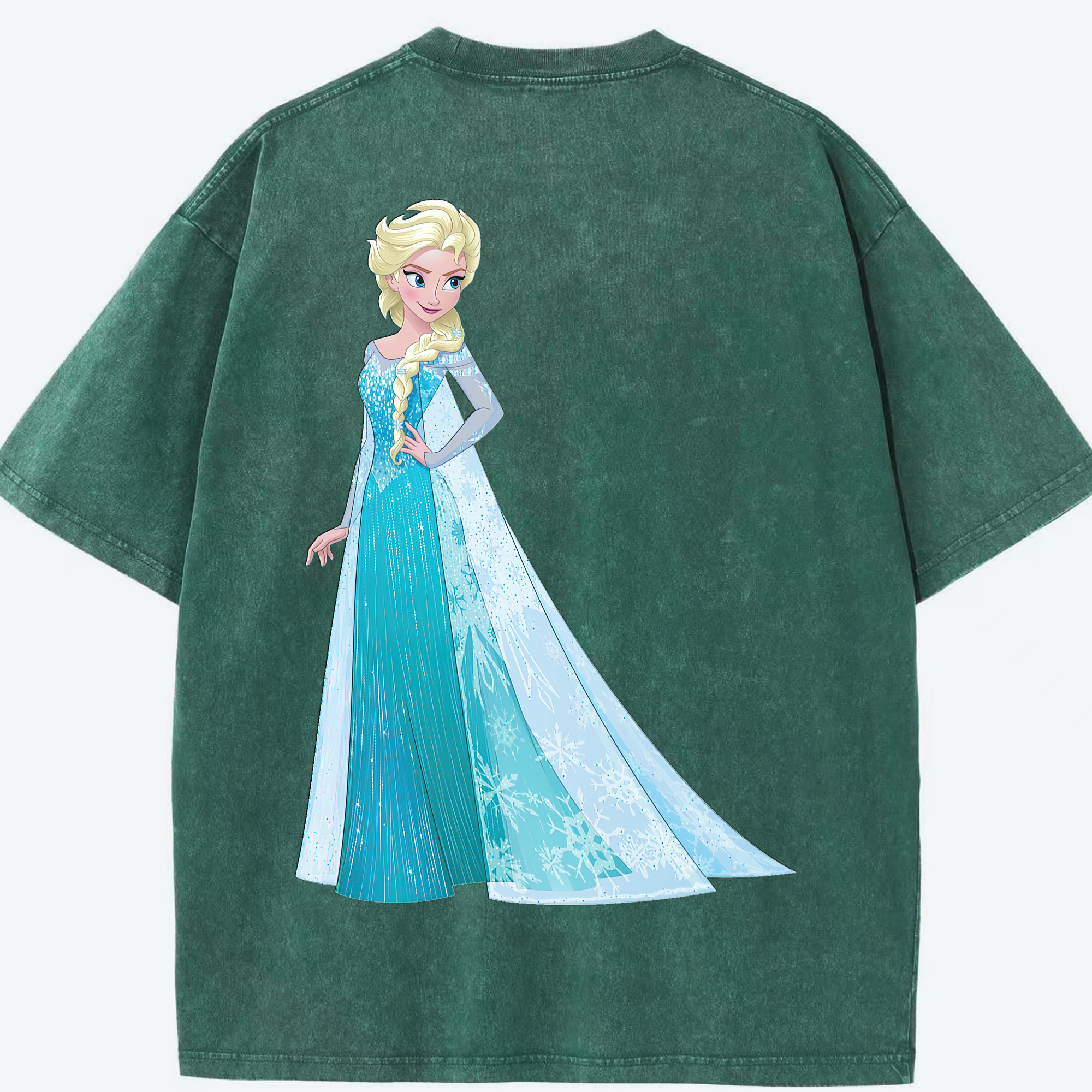 （画像用） アナと雪の女王 アンナ エルサ Frozen Anna Elsa 綿100% ヴィンテージ風 半袖Tシャツ（背面プリント）